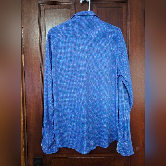 Bugatchi Blue Dotted Multi Color Shirt - Picture 12 of 13